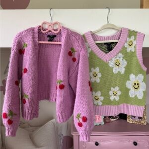 Adorable kids, cardigan, and vest!